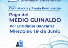 Miércoles 19 de Junio, empleados municipales percibirán el medio aguinaldo 