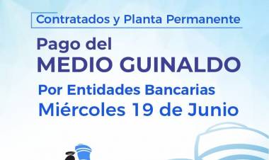 Miércoles 19 de Junio, empleados municipales percibirán el medio aguinaldo 