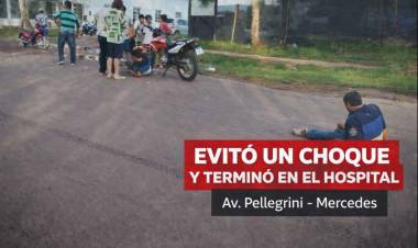 Mercedes : Un motociclista evitó un choque y terminó hospitalizado en avenida Pellegrini