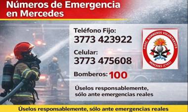 Recordatorio a la comunidad: números de emergencia en Mercedes