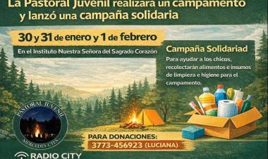 Mercedes : La Pastoral Juvenil realizará un campamento y lanzó una campaña solidaria