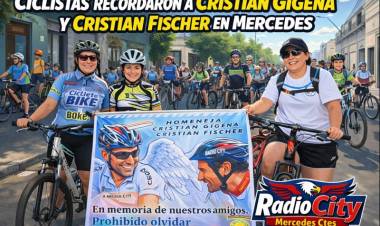 Emotivo homenaje a Cristian Gigena y Cristian Fischer con una bicicleteada por Mercedes