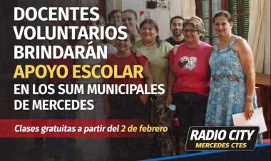 Docentes voluntarios se suman a las clases de apoyo en los SUM municipales de Mercedes