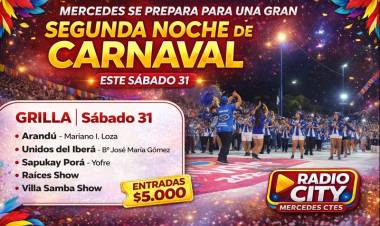 Mercedes se prepara para la segunda noche de los Carnavales Mercedeños 2026