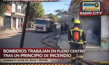 Mercedes: principio de incendio en plena zona céntrica movilizó a Bomberos Voluntarios