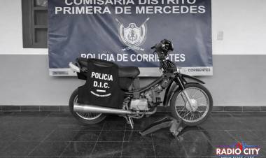 Mercedes: esclarecen el robo de una motocicleta tras un operativo de la Comisaría Primera