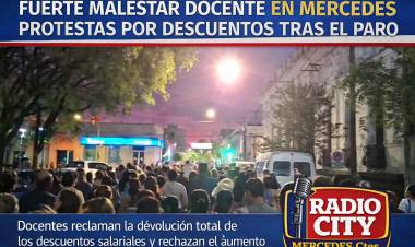 Fuerte malestar docente en Mercedes: protestas por descuentos tras el paro