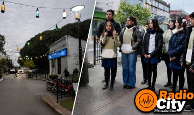 Mercedes: estudiantes de la Escuela Normal inauguraron el Paseo de las Luces en la semipeatonal San Martín