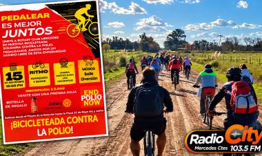 Mercedes se prepara para una bicicleteada solidaria contra la polio organizada por Rotary Club