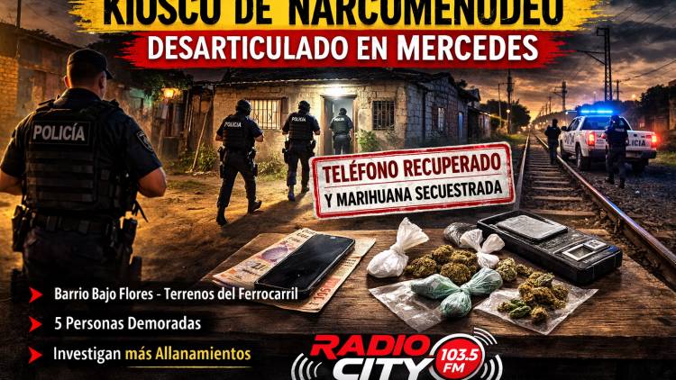 Golpe al narcomenudeo en Mercedes: recuperan un celular robado y desarticulan un kiosco de drogas