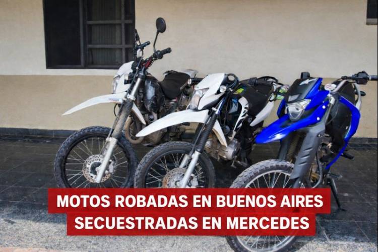 Secuestran en Mercedes tres motos robadas en Buenos Aires