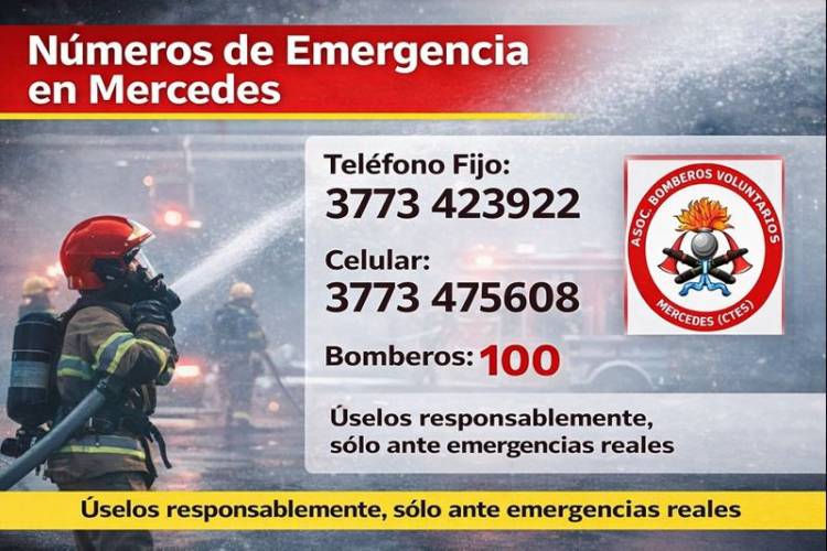 Recordatorio a la comunidad: números de emergencia en Mercedes