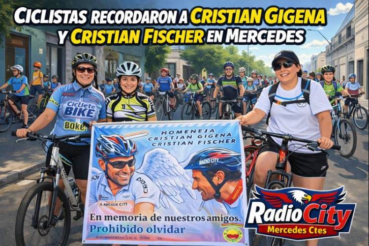 Emotivo homenaje a Cristian Gigena y Cristian Fischer con una bicicleteada por Mercedes