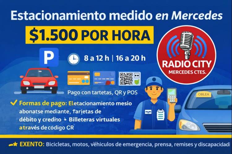 Mercedes: el estacionamiento medido costará $1.500 por hora y el Municipio explicó cómo funcionará