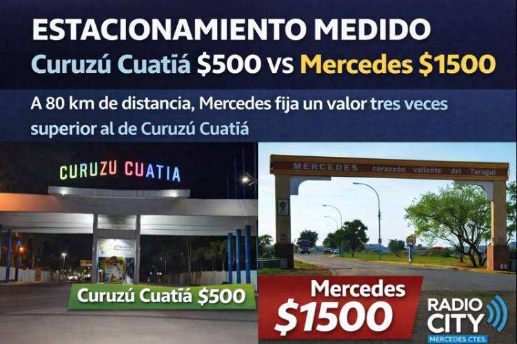 Mercedes triplica el valor del estacionamiento medido respecto a Curuzú Cuatiá
