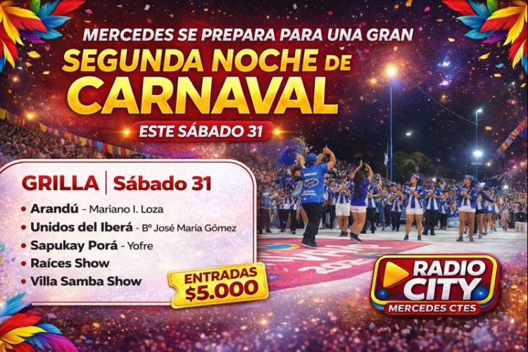 Mercedes se prepara para la segunda noche de los Carnavales Mercedeños 2026
