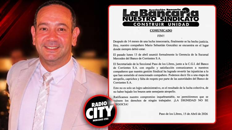 MERCEDES: tras el reclamo judicial, Mario González vuelve a la gerencia del Banco de Corrientes