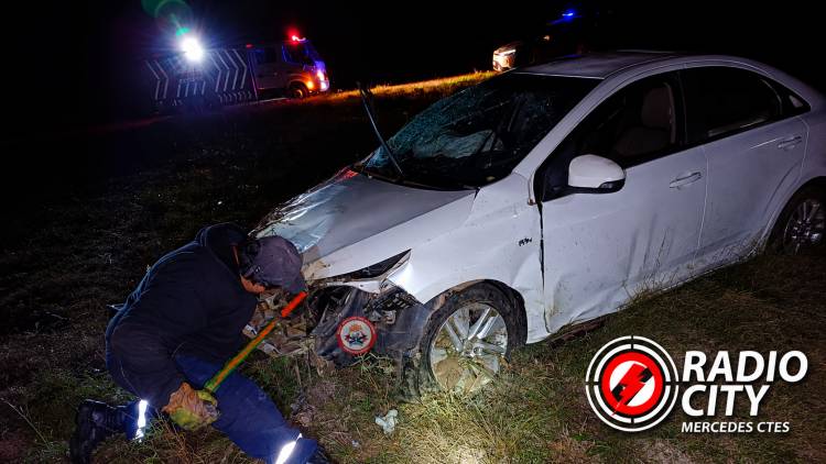 Mercedes: un automóvil chocó contra un chancho salvaje sobre Ruta 123