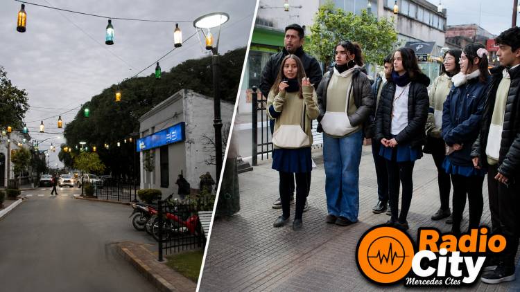 Mercedes: estudiantes de la Escuela Normal inauguraron el Paseo de las Luces en la semipeatonal San Martín
