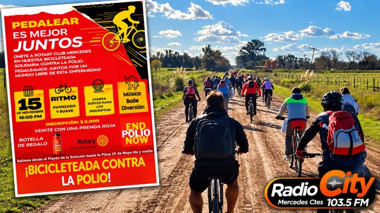 Mercedes se prepara para una bicicleteada solidaria contra la polio organizada por Rotary Club